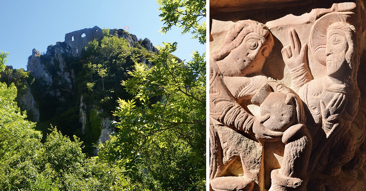 Burgruine von Roquefixade und romatische Kunst im Kloster San Juan de la Pena